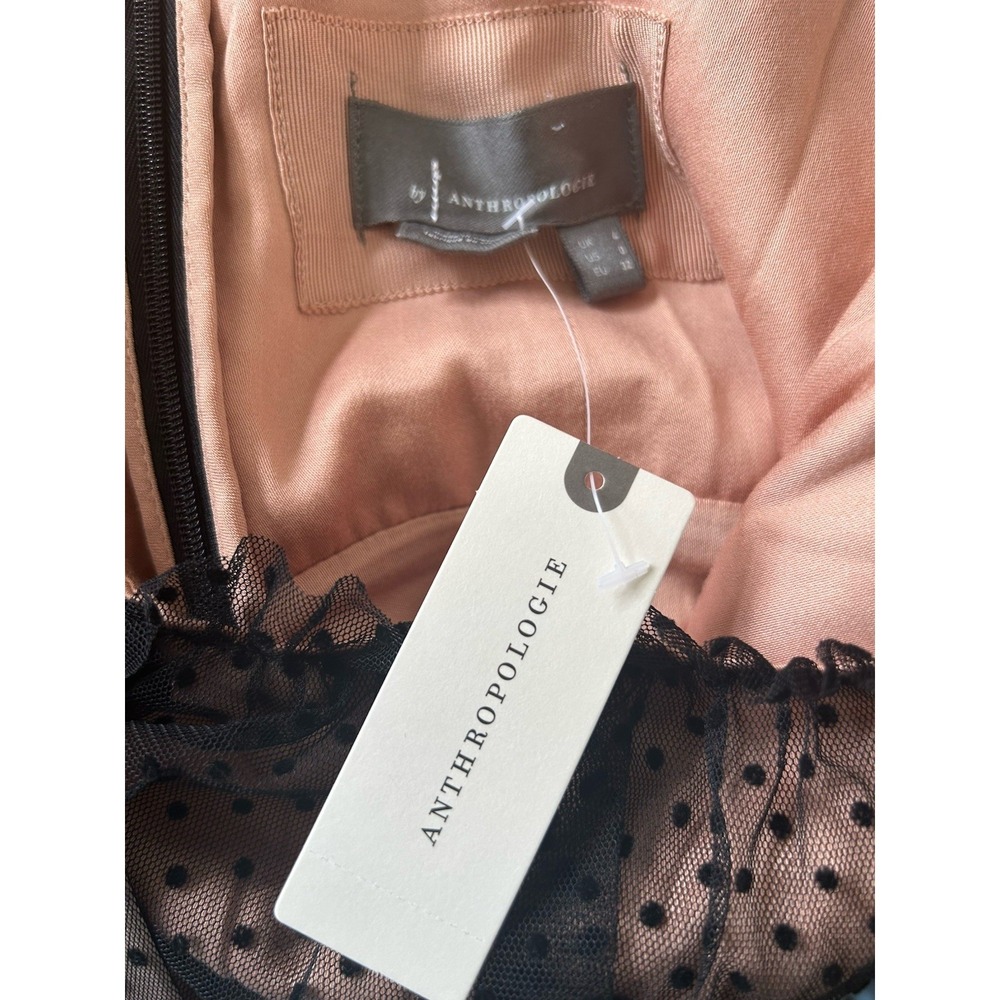 NWT Anthropologie Tulle Dot Maxi Dress One Shoulder Black Nude Size 0 MRSP $220 - Picture 9 of 12